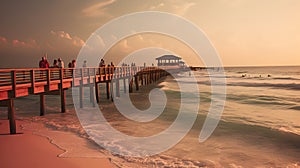 Panoramic photo of sunrise on the Santa Rosa Sound in Pensacola Beach, Florida photo