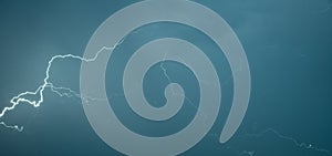 Panoramic photograph lightning flashes