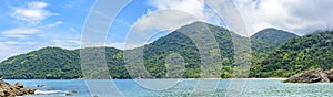 Panoramic photograph of the sea, beaches, mountains and forests of Trindade photo