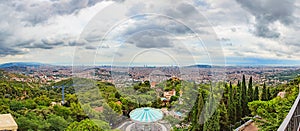 Panoramic picture of Barcelona from Tibidabo mountain