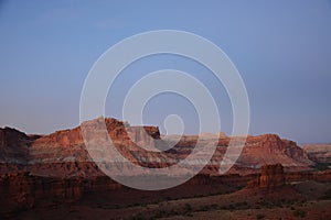Panoramic picture of capitol reef national park at dawn in summer