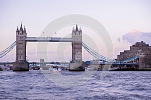 Panoramic picture of London City. Seascape view. Travelling in England, travel concept. Copy space banner.