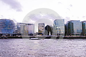 Panoramic picture of London City. Seascape view. Travelling in England, travel concept. Copy space banner.