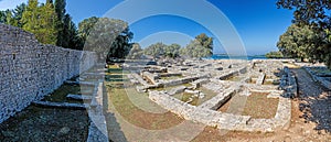 Panoramic picture over the historic area of Byzantine Castrum on the Croatian island Brijuni photo