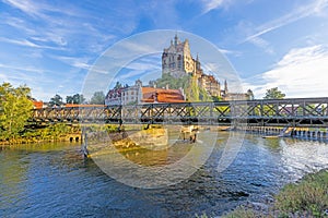 Panoramic picture of Sigmaringen Castle on the Danube at sunrise