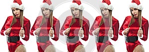 Panoramic picture - woman in santa claus outfit
