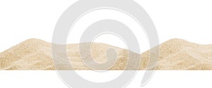 Panoramic pile sand dune isolated on white