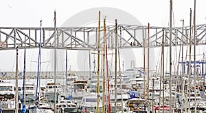 Panoramic of Port Forum with walkway in the background in Sant Adria del Besos in Barcelona photo