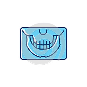 Panoramic X-Ray Jaw icon, Dental panoramic teeth. Dental Care Stomatology thin line art symbol. Vector illustration