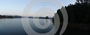 Panoramic of the reservoir of the lap at dawn