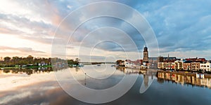 Panoramic river view of the Dutch historic city Deventer