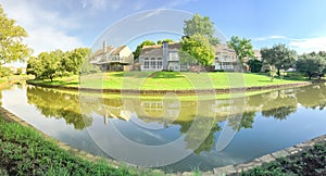 Panoramic riverside 2 story houses in suburban Dallas Fort-Worth photo