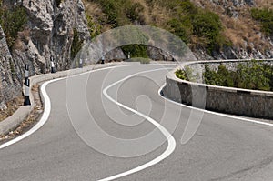 Panoramic road curve along the coast