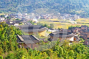 The panoramic of the round Hakka earth building