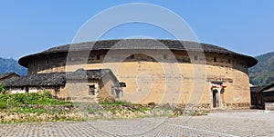 The panoramic of the round Hakka earth building