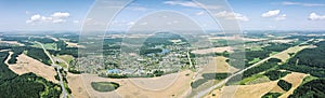 Panoramic rural landscape on a hot summer day. aerial view
