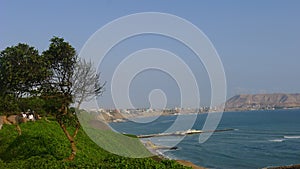 Panoramic scene from Miraflores to Lima bay
