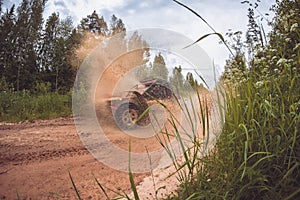 Panoramic scene of mud splash in off-road racing