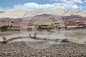 Panoramic scenic landscape at Maragua Crater. View of a village inside the crater of Maragua dormant volcano