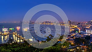 Panoramic scenic of Pattaya city at night, Thailand.