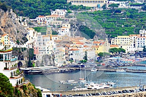 Panoramic scenic view of Amalfi Coast, Campania, Italy