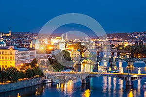 Panoramic scenic view of Prague city skyline, Prague, Czech Republic