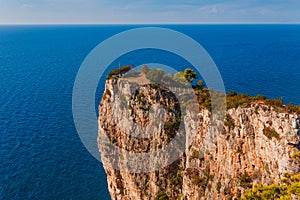 Panoramic sea landscape with Gaeta, Lazio, Italy. Scenic historical town with old buildings, ancient churches, nice sand beach and