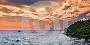 Panoramic sea view at afternoon in Trinidad and Tobago island