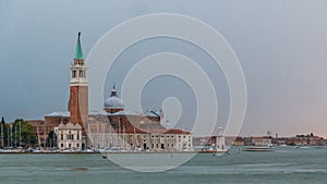 Panoramic sea view of the San Giorgio Maggiore island timelapse in Venice, Italy.