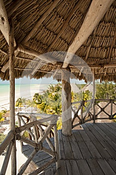 Panoramic sea view from a wooden hut