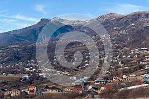 Panoramic shamakhi city at the foot of the mountain, Azerbaijan