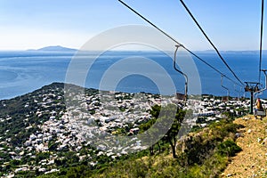 Panoramic shot of  Capri Island, Ischia, and the Phlegraean Islands viewed from Monte Solaro photo