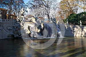 Panoramic shot of The Fountain of the Twelve Months at Valentino Park, Turin, Italy photo