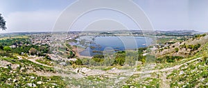 Panoramic shot of Kallarkahar lake, A very beautiful tourist place from district chappal, Pakistan.