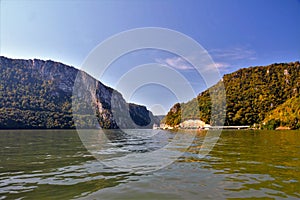 Panoramic shot of a mountain landscape of the Danube boilers