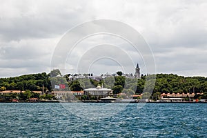 Panoramic shot of the old town Istanbul, Turkey. The Topkapi Palace, Eminonu, Sarayburnu, Sepetciler Palace and the Golden Horn photo