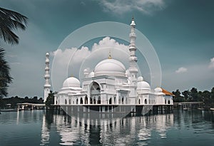 panoramic shot The Tengku Tengah Zaharah Mosque or the Floating Mosque is the first real floating mosque in Malaysia. It is