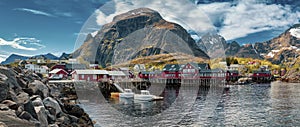 Panoramic shot of A village, Moskenes, on the Lofoten in norther photo
