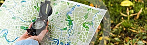 panoramic shot of woman holding map