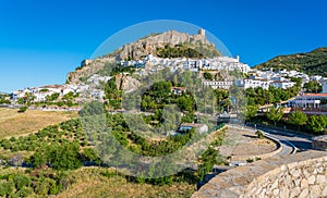 Panoramic sight of the beautiful Zahara de la Sierra, province of Cadiz, Andalusia, Spain.