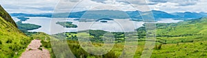 Panoramic sight from Conic Hill, over Loch Lomond, Scotland.