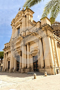 Panoramic Sights of Basilica of Saint Mary of the Announcement Basilica Maria Santissima Annunziata in Comiso, Province of Ragus