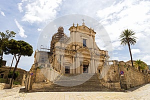 Panoramic Sights of Basilica of Saint Mary of the Announcement Basilica Maria Santissima Annunziata in Comiso, Province of Ragus