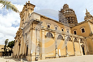 Panoramic Sights of Basilica of Saint Mary of the Announcement Basilica Maria Santissima Annunziata in Comiso, Province of Ragus