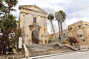 Panoramic Sights of St. Biagio Church Chiesa di San Biagio in Comiso, Province of Ragusa,Italy.