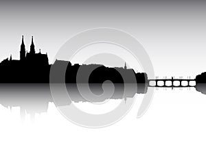 Panoramic Silhouette Skyline of Basel Switzerland