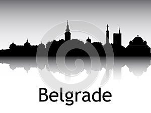 Panoramic Silhouette Skyline of Belgrade Serbia