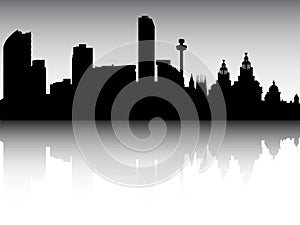 Panoramic Silhouette Skyline of Liverpool United Kingdom