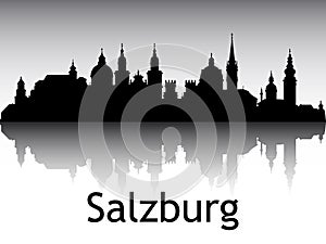 Panoramic Silhouette Skyline of Salzburg Austria
