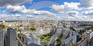 Panoramic skyline aerial view of Berlin city center, Germany